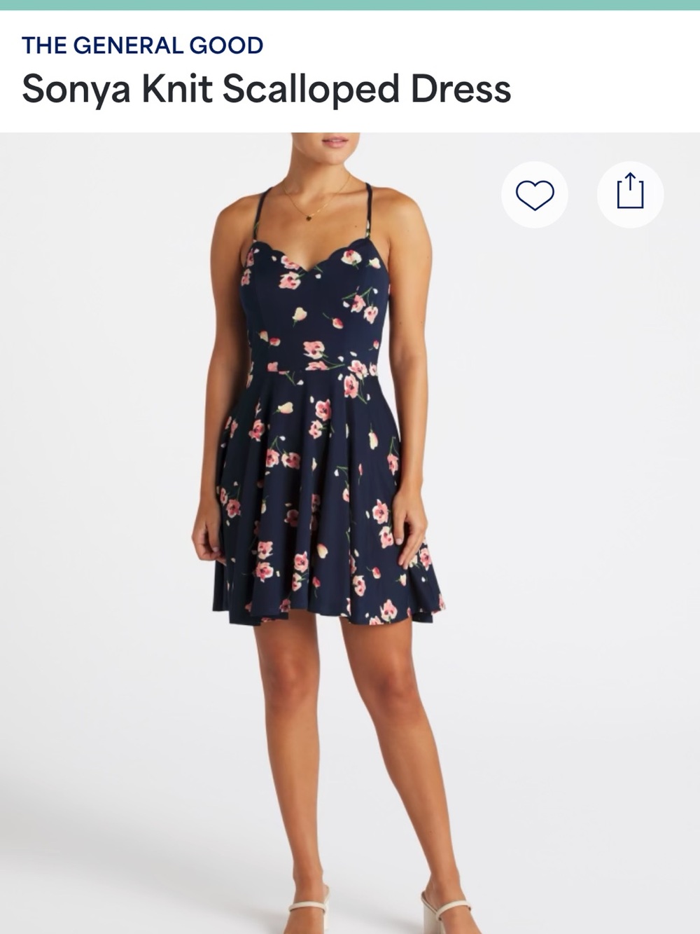 The General Good Sonya Scalloped Floral Mini Dress - Navy/Pink